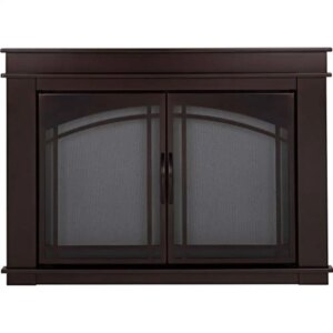 Fireplace Glass Door Medium Fenwick Oil Rubbed Bronze Large 43.5″x33″ Easy Install Prairie Style with Safety Glass Panels and