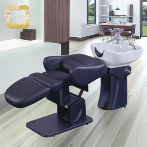 Salon Hair Wash Chair Supplier of Black Backwash Barber Chair Shampoo Chair for Salon Full Recline Shampoo Unit Manufacture