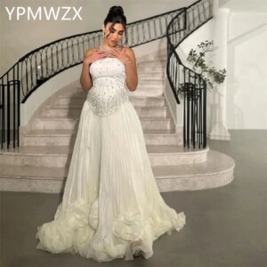 Customized Evening Dress Women Party Occasion Prom Gown YPMWZX Sheer Straps A-line Floor Length Skirts Flower Bespoke D