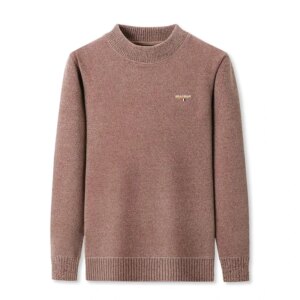 2025 Men’s Round Neck Sweater Plus Velvet Thickened Half Turtleneck Autumn and Winter Warm Knitted Coninel Base