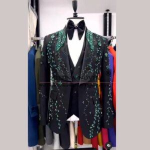 Metallic Jewelry Ornament Groom Wedding Suits Single Breasted Prom Blazer Luxury Man Banquet Groom Tuxedo 3-Piece Party Clothing