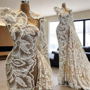 Luxury Elegant Prom Dresses for Women Chic One-Shoulder Floor-Length Fashion Lace Appliques Beaded Formal Cocktail Party Robes