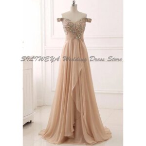 Exquisite Evening Dresses Women Off The Shoulder A Line Beading Alliques Banquet Celebrity Prom Party Elegant Wrinkle Gowns