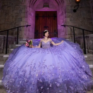 Sparkling Princess Quinceanera Dresses Lilac Purple One Shoulder Floral Applique Boning Corset Lace Cathedral vestidos largos