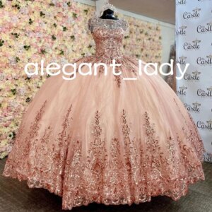 Rose Pink Princess Quinceanera Dresses customiszed Beaded Tassel Gillter Applique Lace-up Corset vestidos debutantes 15 anos