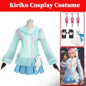 Game OW 2 Kiriko Cosplay Mint Green Coat Costume Women Disguise Fantasia Skirts Clothing Female Halloween Carnival Party Suits