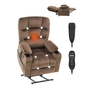 Power Recliner Chair for elderly Massage Heat Dual Motor Sofa Cup Holders USB Large-Size