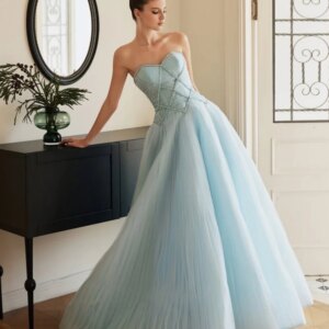Customized Organza Pleat Sequined Beading Sweetheart A-line Long Dresses Bespoke Occasion Exquisite Simple Formal
