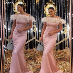 Customized Evening Dress Prom Gown Women Formal Dearin Off-the-shoulder Mermaid Floor Length Feather Skirts Bespoke Occasion Dre