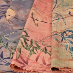 Vintage Bamboo Leaf Fragrant Cloud Yarn Printed Cloth Ancient Style Table Runner Fabric Patchwork Handmade Soft Autumn