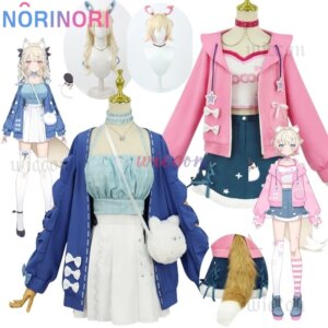 Fuwawa Mococo Abyssgard Fuwamococo Cosplay Costume Daily Dress Tail Wig Holo Vtuber EN New Outfit Casual Wear Coat Cloak Costum