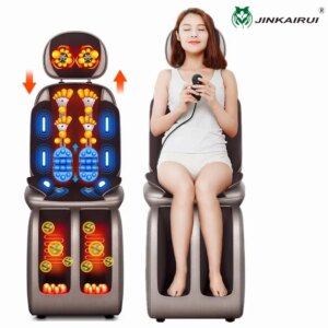Jinkairui Newest Electric Foot Massager Heating & Vibration Back Massage Chair Cushion DetachableFull Body Massage Device Sofa