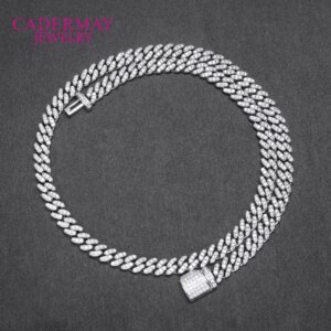 Hiphop Jewelry 925 Silver 6mm Wide Single Row Iced Out D VVS Moissanite Cuban Chain Moissanite Chain Neckalce Rapper Men Women