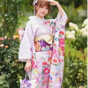Kimono female Japanese traditional large sleeves improved for wearing formal attire and suit sets
