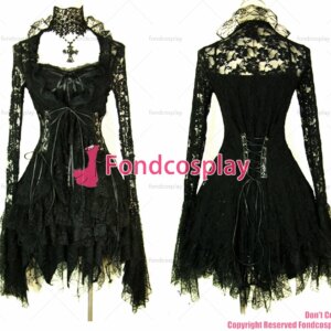 fondcosplay tripp Fashion Hiphop Gothic Lolita Punk Fashion Outfit Dress black lace Costume CD/TV[CK992]