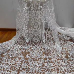 Gorgeous Beaded Lace Embroidery Lace with Beaded Sequins Wedding Dress Fashionable Lace Fabric