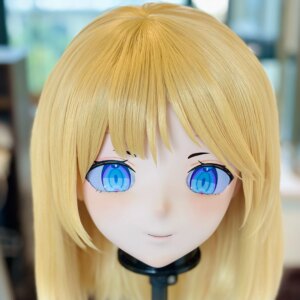 Customize Character Female/Girl Resin Kig Full Head With Lock Anime Cosplay Japanese Anime Kigurumi Mask