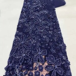 Beaded Lace Fabric African Lace Fabric 5 Yards High Quality 2025 Sequins Tulle Lace For Wedding Dresses