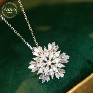 Aazuo Fine Jewelry 18K Orignal White Gold Natrual Diamond 0.70ct Fairy Snow Flower Stud Earrings Gifted For Women Senior Banquet