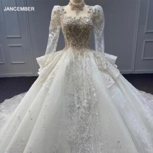 International Wholesale Women’s Long Dress For Wedding Ball Gown Beading Wedding Dress Backless Illusion vestito da sposa MN28