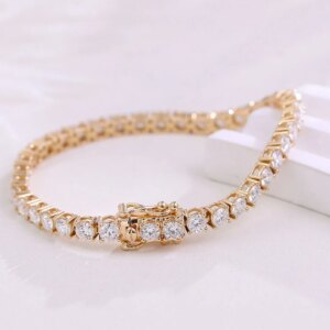 Provence Tennis Bracelet 18KGold 3.0mm four Prong Setting DEF/VS Lab Diamonds Simple Bangle for Women Men Personalized Custom