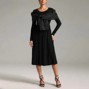 Little Daisy Customized Spliced Fur Dresses for Women Round Neck Long Sleeves Patchwork Ruffles Dress Female Clothing New