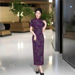 Cheongsam new Chinese female sense of daily national style dress temperament long