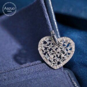 Aazuo 100% 18K Solid White Gold Real Diamonds 0.45ct Fairy Heart Pendent With Chain Gifted For Women Luxury Party 18 Inch Au750