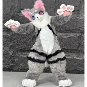 Long Fur Husky Dog Fox Mascot Costume Fursuit Halloween Suit Cosplay