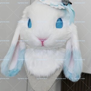 Furry Head Simulated Rabbit Head Hand-made Animal Head Cute Realistic Beast Costume Fursuit Headsets Cute Furry Cosplay Customiz