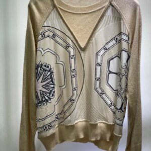 Nice New arrival silk sweater long sleeve chain print pullover knitted clothing for women female