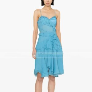 Women’s Cocktail Party Gowns Sexy Lavender Chiffon Ruffles Elegant Party Dresses Woman A-line Spaghetti strap Formal Dress