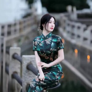 High Quality Real Silk Cheongsam Qipao Women’s Daily Vintage Chinese Style Dress Graceful Formal