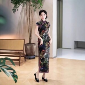 New cheongsam Chinese style elegant temperament long performance dress