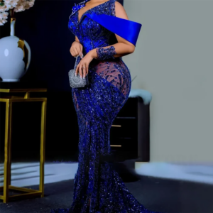 Luxury V-Neck Sequined Beading Pleat Mermaid Evening Dresses Birthday Party Prom Gowns Customized