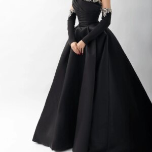 Customized High Quality One Shoulder Detachable Sleeve Crystal Evening Dresses Delicate Pleats Vestido De Festa Vestido De Noche