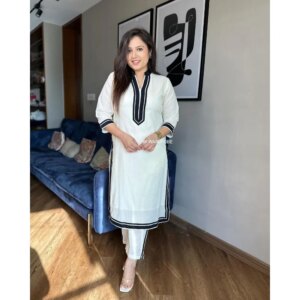 White Color Printed Kurti Pant Dress Women Salwar Kameez Suit Readymade Dress
