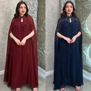 Customized Jiayigong Chiffon Pearl Formal Evening A-line High Collar Bespoke Occasion Gown Midi Dresses Saudi Arabia