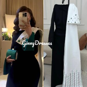 Customized Evening Dresses Column Scoop Neckline Floor-Length Beadings Wedding Dress Zipper Up Long Sleeves Formal Occasion Dres