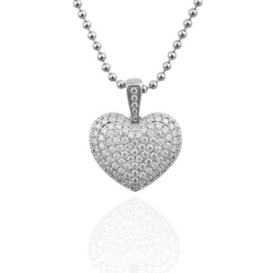 Provence 3.28ct T.W. Full Round Moissanite Diamond with GRA Certified Solid 14K White Gold Heart Pendant Luxury Jewelry Gift