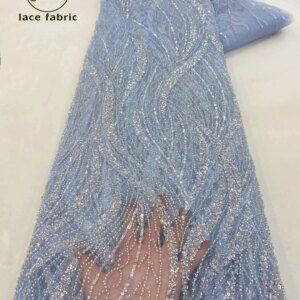 High Quality Fashion African Sequins Tulle Embroidered Groom Lace Fabric Beaded Sequins Lace Fabric For Nigerian Wedding Dress