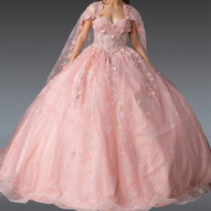 Pink Shiny Quinceanera Dresses Ball Gown Off The Shoulder Applique Lace Beads Tull With Cape Party Birthday Sweet 16 Vestidos 15