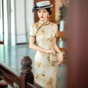 New Chinese Real Silk Cheongsam Qipao Summer Female 2024 Retro Improved Interwoven Young Style Dress