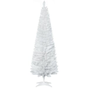 6′ Artificial Pencil Christmas Tree Slim Xmas Tree with 390 Realistic Branch Tips and Plastic Stand White