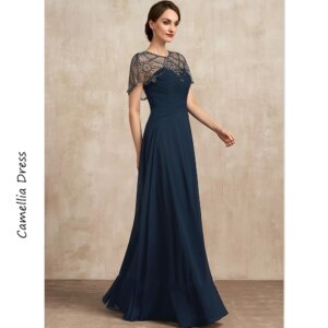 New A-line Evening Scoop Dress Elegant And Pretty Women’s Dresses Beading Pleated Sequin Mother of the Bride Dresses Vestido
