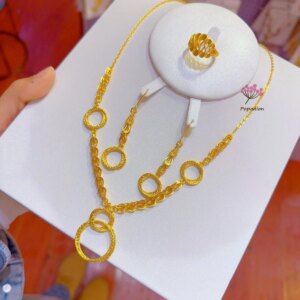 New Dubai 24K Gold Plated Necklace Earrings and Rings for Women’s Wedding Party Jewelry Set DD10454