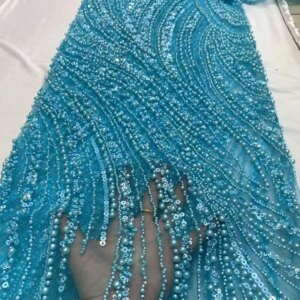 Sequin Lace Fabric African Fabric Lace 2025 Luxury Heavy Beaded Lace French Net Sequence For Wedding Dress Sewing