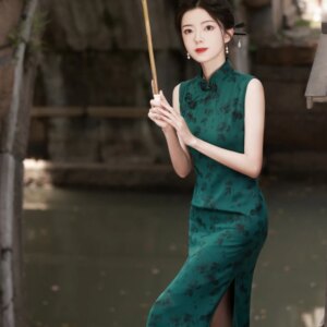 Sleeveless Cheongsam Improved Young High-End Temperament New Chinese Style Dress Women’s Summer Dark Green Retro Republican