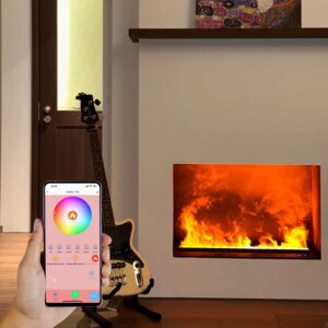 Energy Saving Mist Fireplace with Realistic Fire Sound Effect Touch Screen Control 10X LED Light Commercial Space Decor