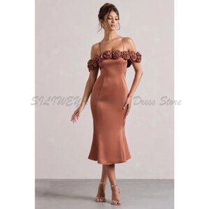 Exquisite Evening Dresses Women Spaghetti Strap Mermaid Fit Formal Occasion Tea Length Classic Banquet Celebrity Female Gowns